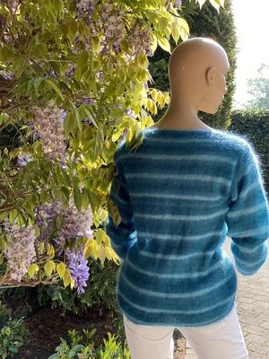 1forme mohair blauw gestreept