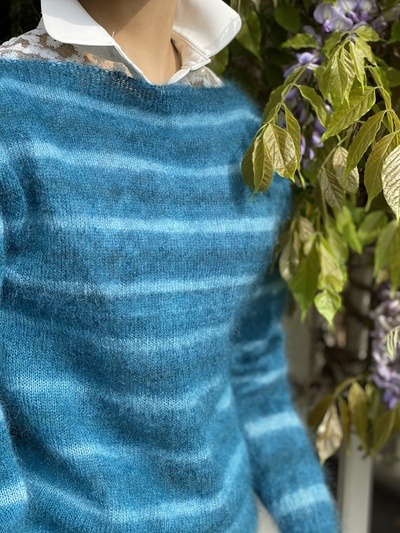 1forme mohair blauw gestreept